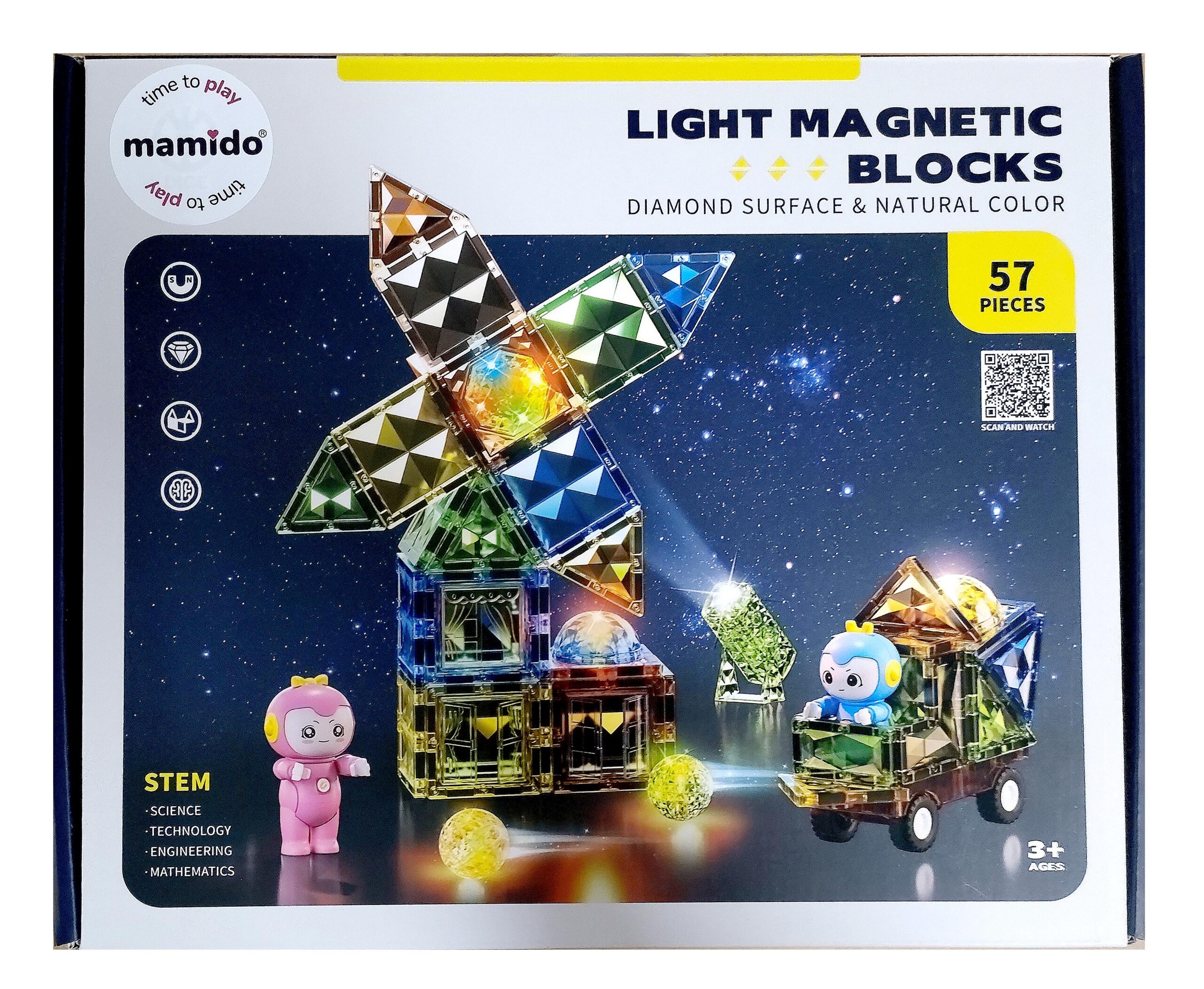 Mamido Magnetická svítící stavebnice 57 dílů Diamond Surface - Obrázek 2