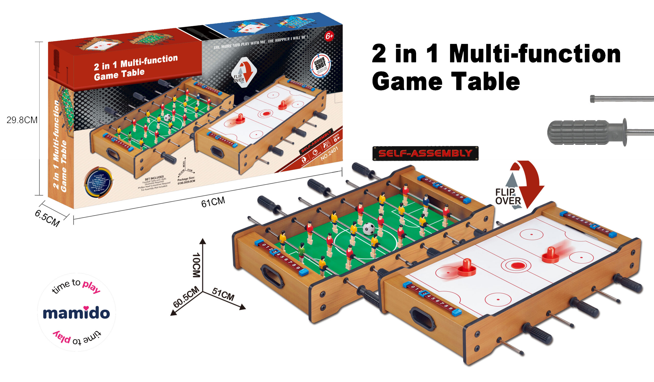 Mamido Společenská hra Stolní fotbal a Air hockey 2v1 MT1141