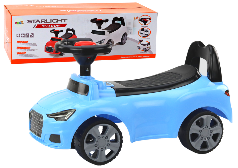 Odrážedlo auto s opěrkou QX-3396 klakson schovka modré