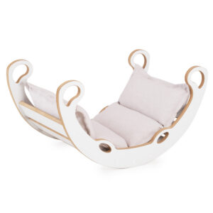 PLUSH NEST PLUSH NEST Dřevěné houpátko Mini 2v1 (XS) s polštářem (světle béžové / bílé)