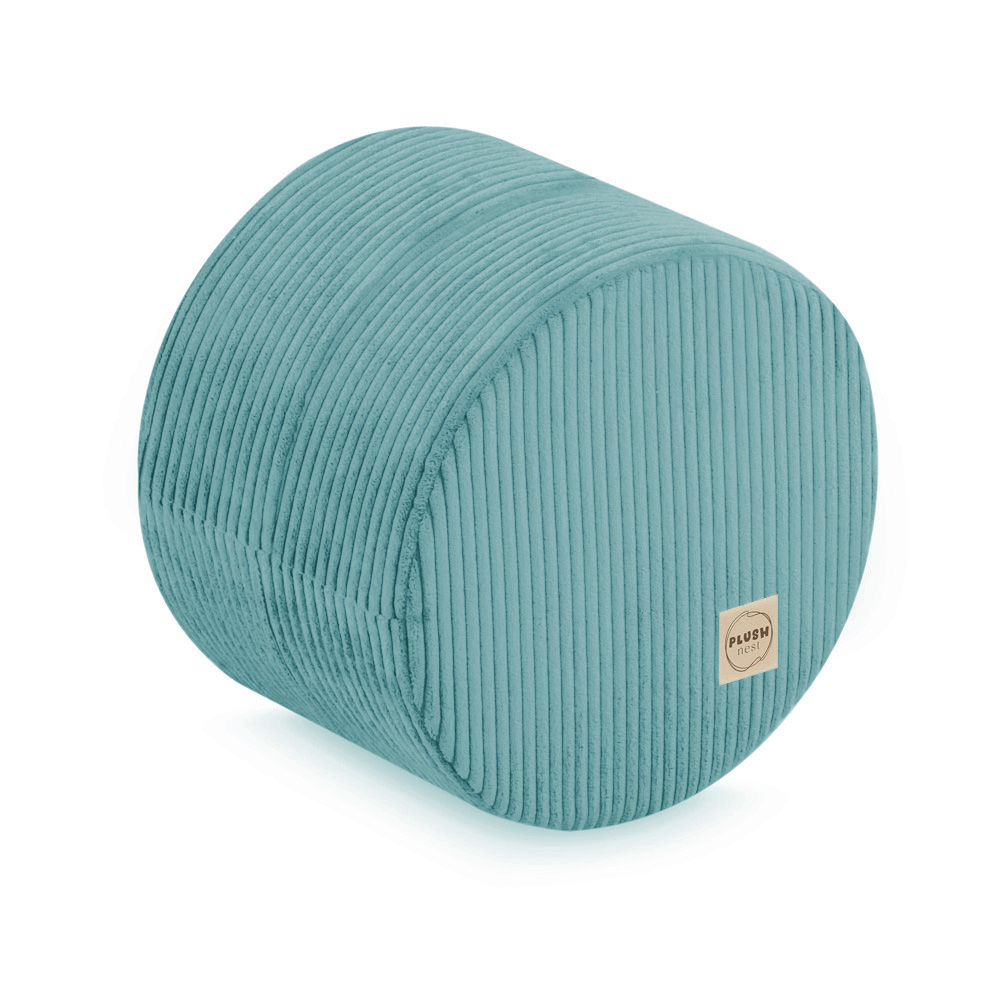 PLUSH NEST PLUSH NEST Podlahový puf kulatý Manšestr modrý Ø 40 × 30 cm