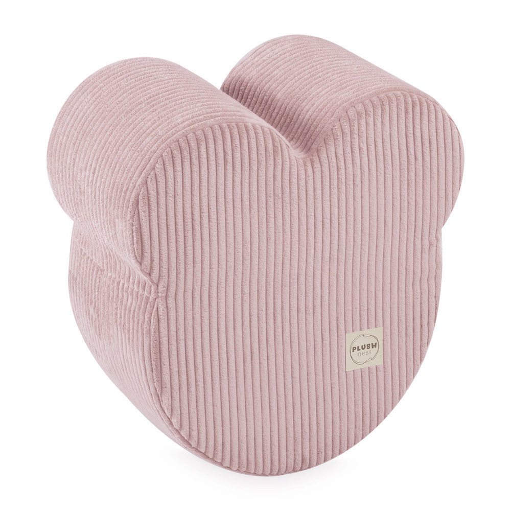 PLUSH NEST PLUSH NEST Puf ve tvaru medvídka Manšestr světle růžový 46 × 25 cm