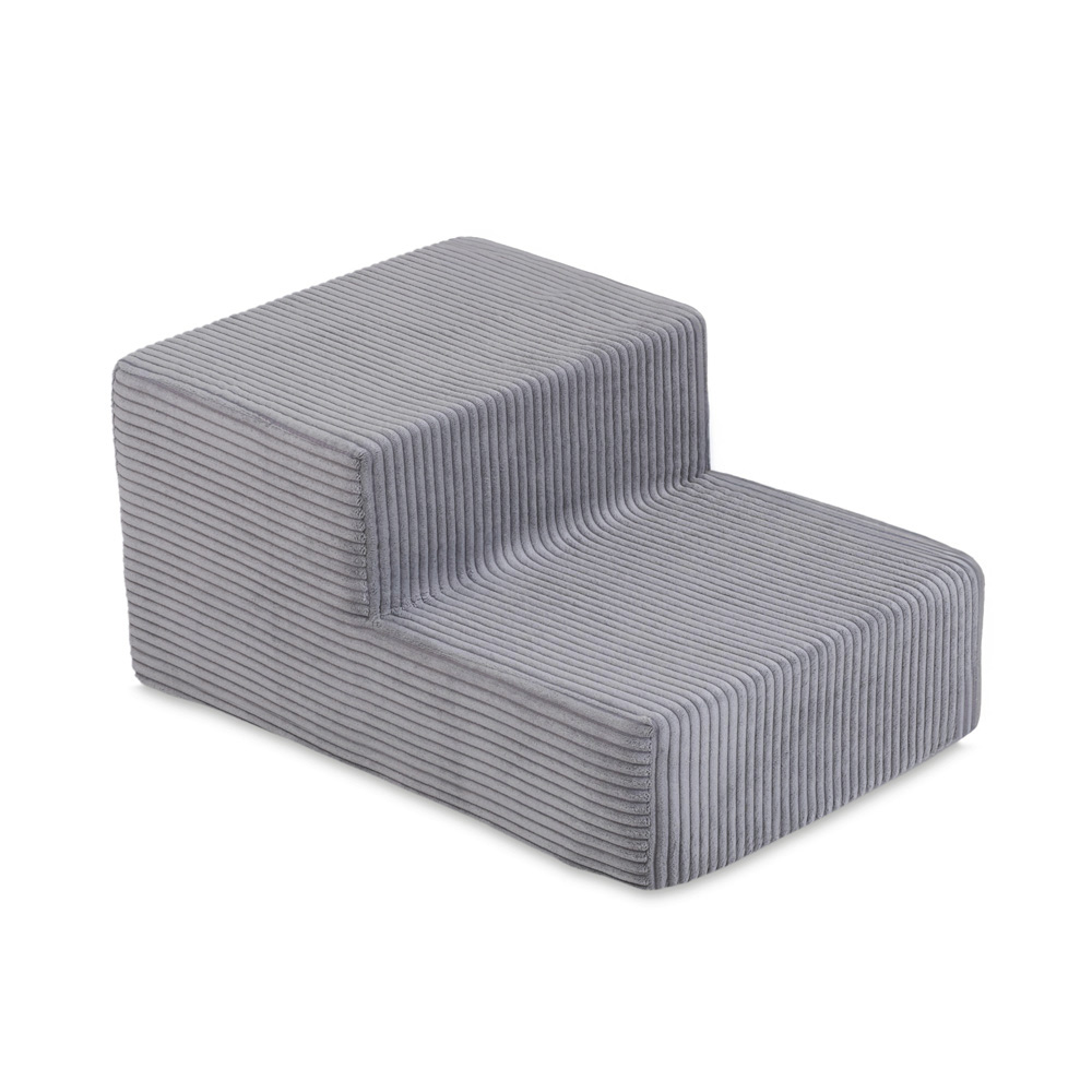 PLUSH NEST PLUSH NEST Suchý bazén kulatý Ø 90 × 30 cm s herním prvkem (schůdky) a 200 míčky šedý - Obrázek 2
