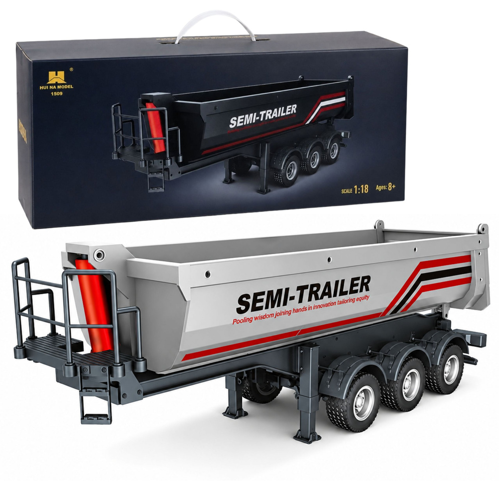Sklápěcí návěs Huina 1509 pro RC kamion Scania 1501 1:18 s LED světly stříbrný